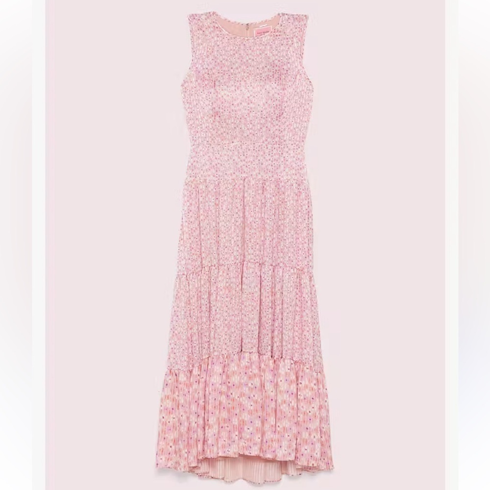 kate spade Pink Floral Tiered Sleeveless Midi Dress